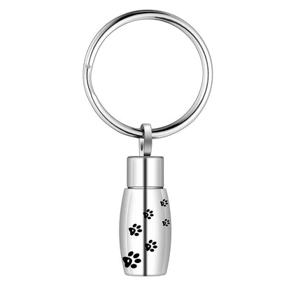 Pet Paw Prints Cremation Ashes Memorial Urn Keyring