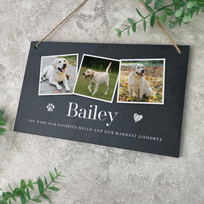 Personalised Pet Photo Slate Hanging Plaque 25 x 15cm