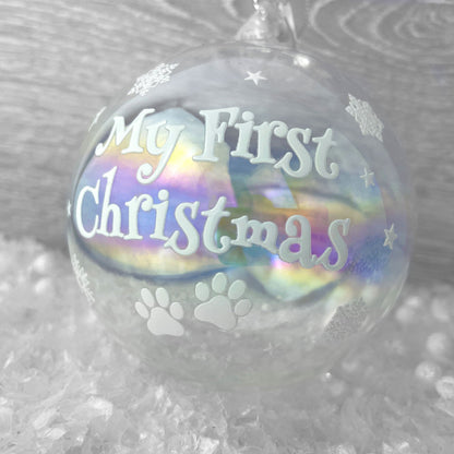 Personalised Iridescent My First Christmas Pet Bauble