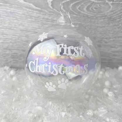 Personalised Iridescent My First Christmas Pet Bauble