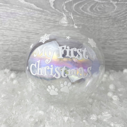 Personalised Iridescent My First Christmas Pet Bauble