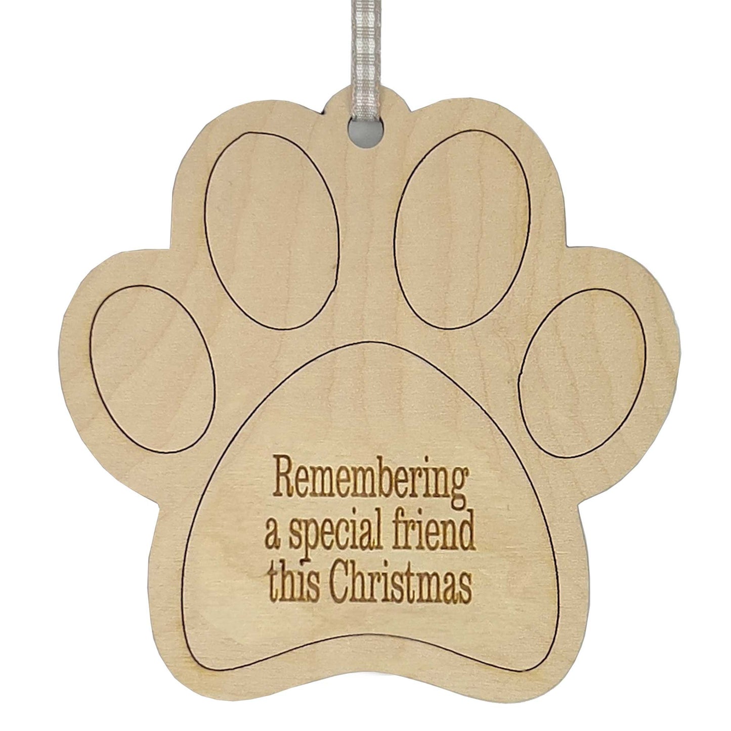 Pet Memorial Wooden Paw Christmas Decoration