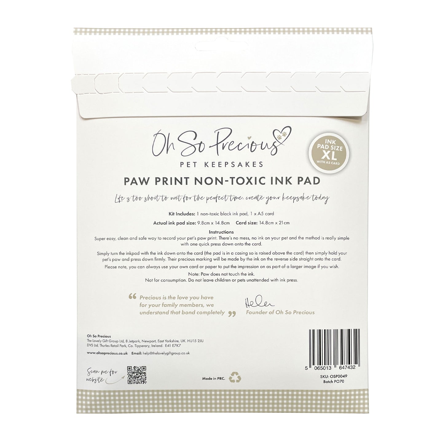 Pet Safe Non-toxic XL Paw Print Ink Pad Kit for Larger Paws