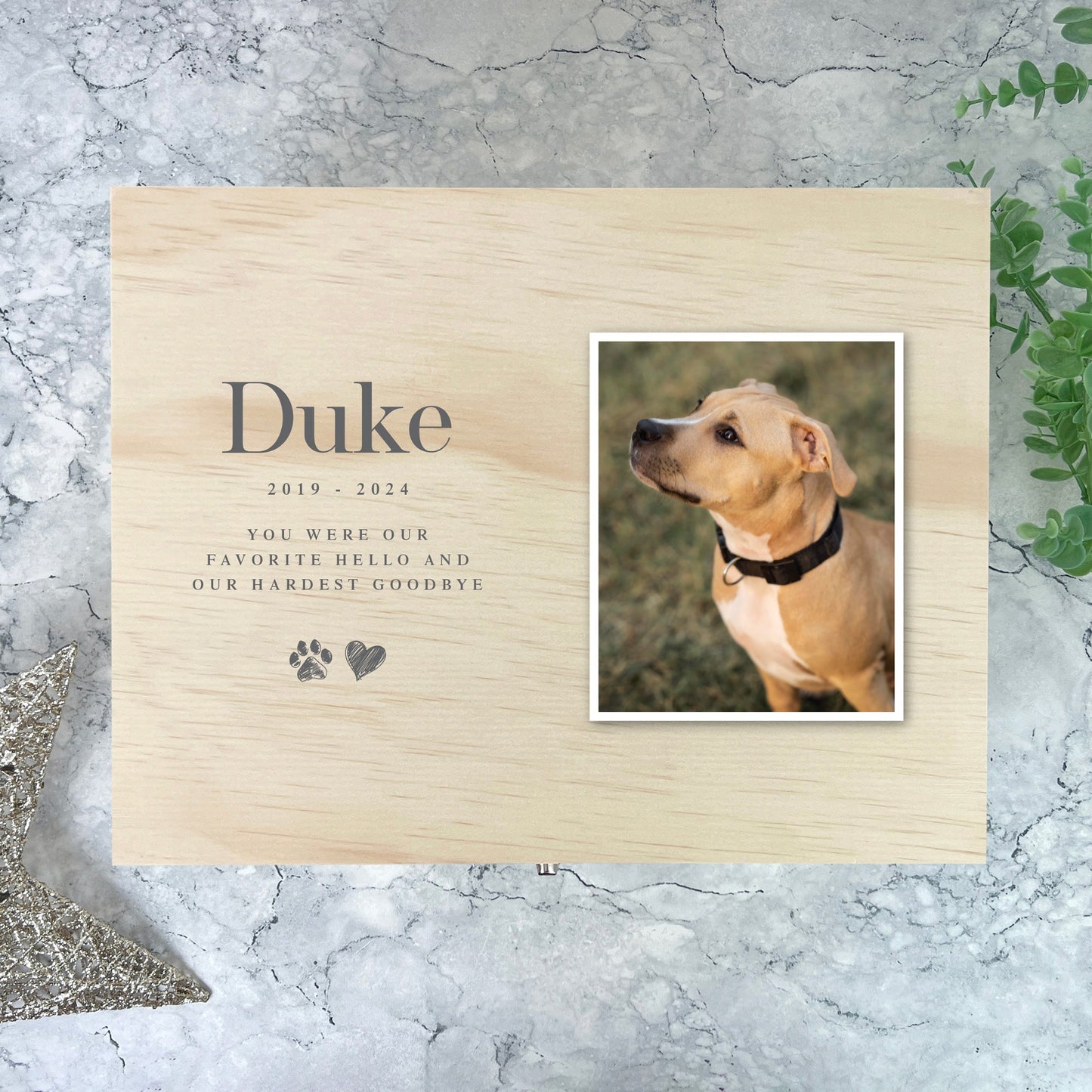 Personalised Sketch Photo Pet Memorial Keepsake Box - 5 Sizes (16cm | 20cm | 26cm | 30cm | 36cm)