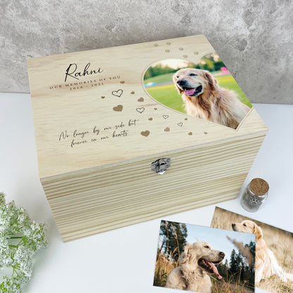 Personalised Large Pine Wooden Pet Memorial Photo Memory Box - 5 Sizes (16cm | 20cm | 26cm | 30cm | 36cm)