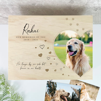 Personalised Large Pine Wooden Pet Memorial Photo Memory Box - 5 Sizes (16cm | 20cm | 26cm | 30cm | 36cm)