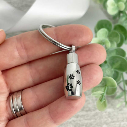 Pet Paw Prints Cremation Ashes Memorial Urn Keyring