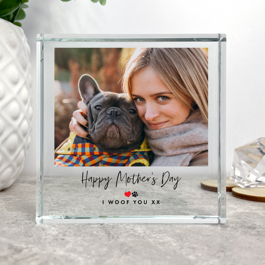 Personalised Pet Heart & Paw Photo Crystal Token