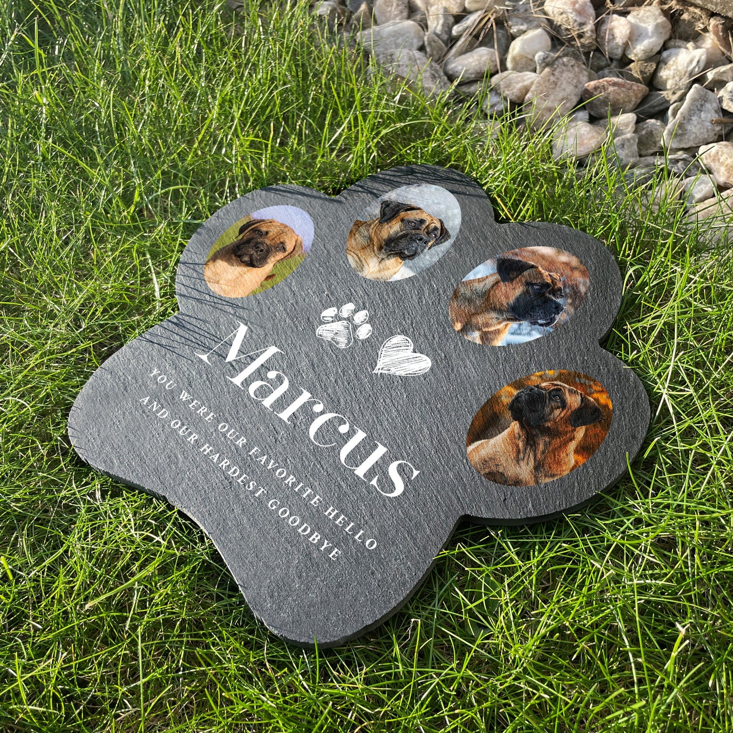 Personalised Slate Pet Photo Paw Shaped Grave Marker 20 x 20cm