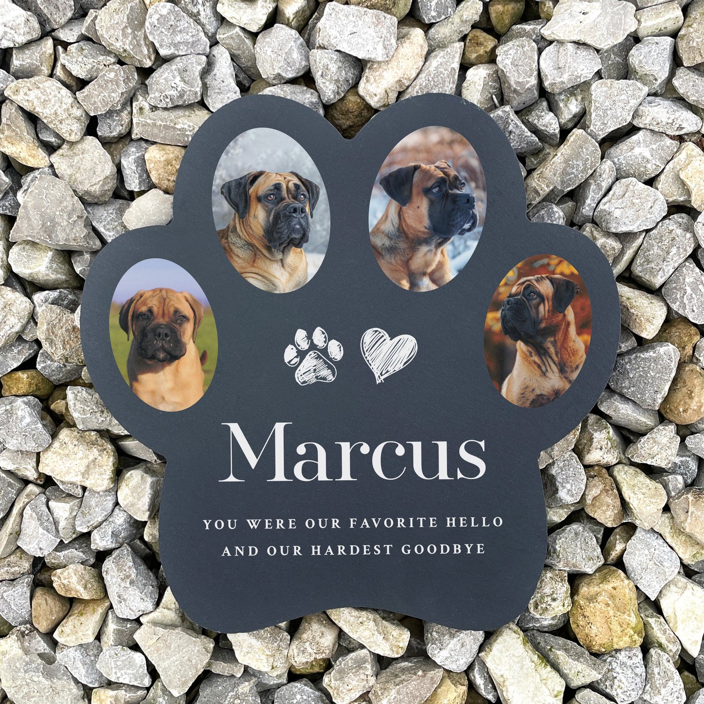 Personalised Slate Pet Photo Paw Shaped Grave Marker 20 x 20cm