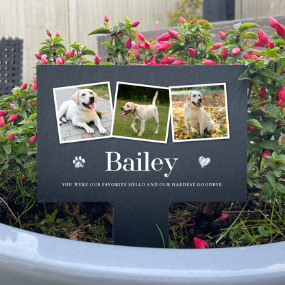 Personalised Large Pet Photo Memorial Slate Plant Marker