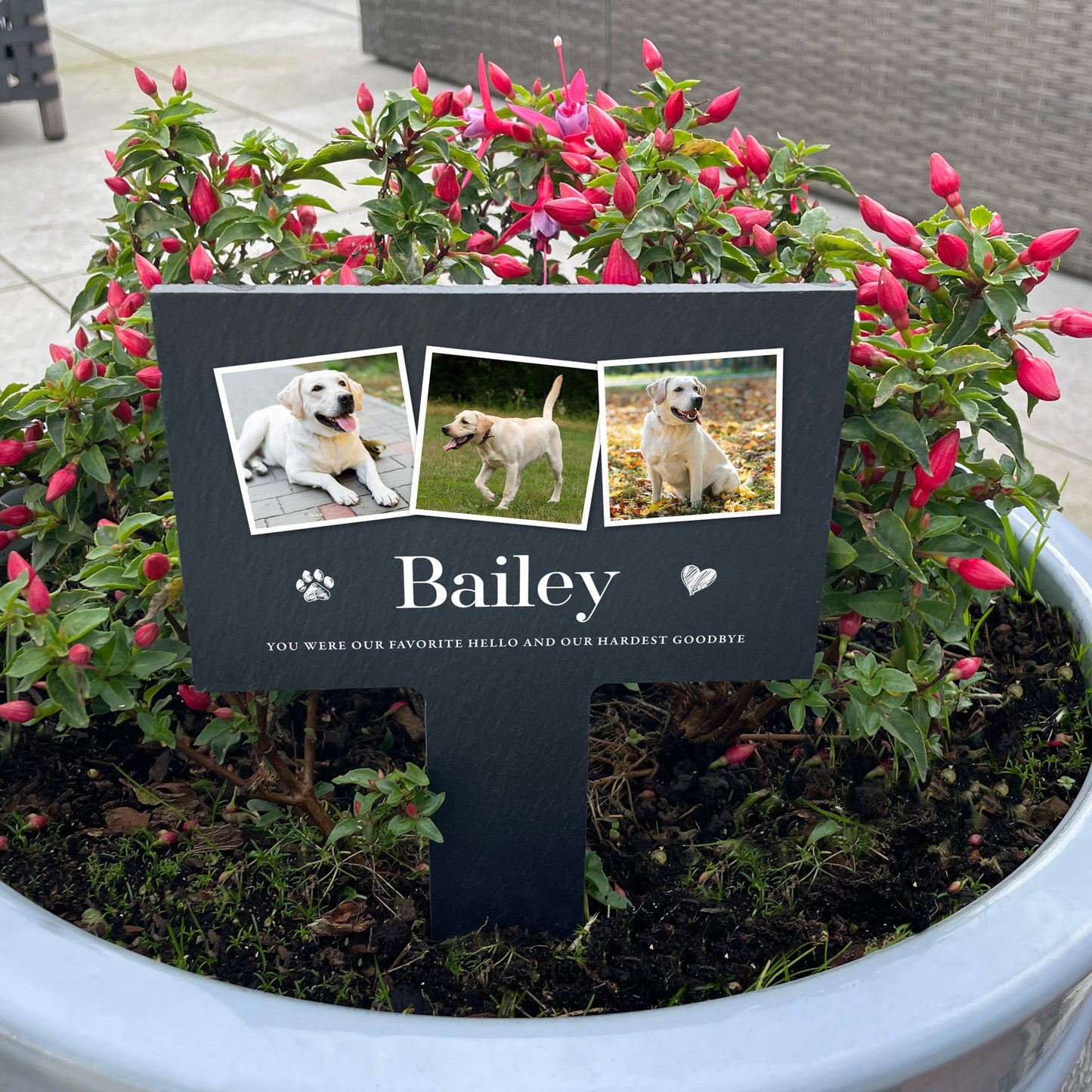 Personalised Large Pet Photo Memorial Slate Plant Marker