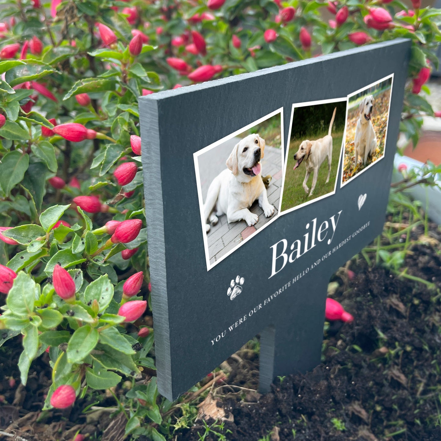 Personalised Large Pet Photo Memorial Slate Plant Marker