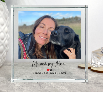 Personalised Pet Heart & Paw Photo Crystal Token