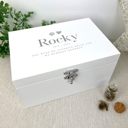 Personalised Sketch Pet White Wooden Memorial Keepsake Box - 3 Sizes (22cm | 27cm | 30cm)