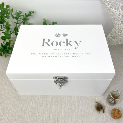 Personalised Sketch Pet White Wooden Memorial Keepsake Box - 3 Sizes (22cm | 27cm | 30cm)