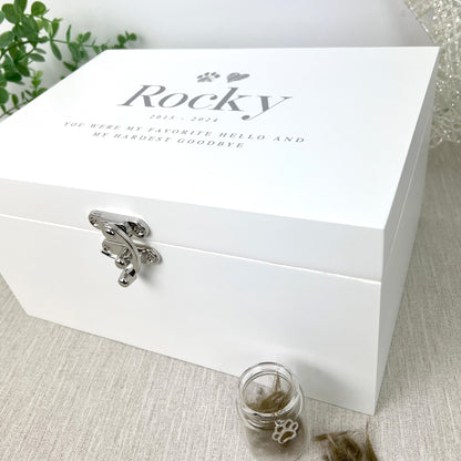 Personalised Sketch Pet White Wooden Memorial Keepsake Box - 3 Sizes (22cm | 27cm | 30cm)