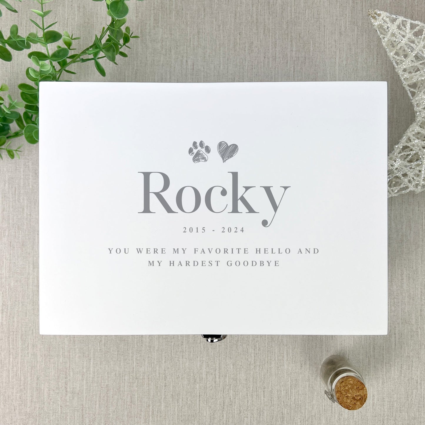 Personalised Sketch Pet White Wooden Memorial Keepsake Box - 3 Sizes (22cm | 27cm | 30cm)