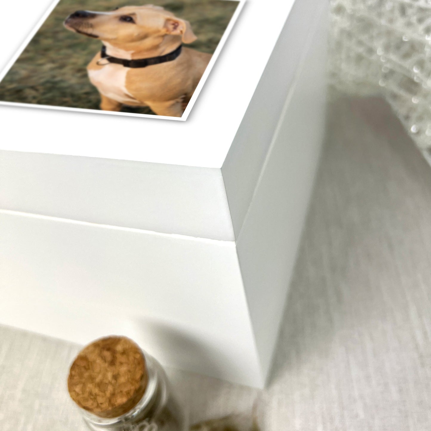 Personalised Sketch Pet Photo White Wooden Memorial Keepsake Box - 3 Sizes (22cm | 27cm | 30cm)