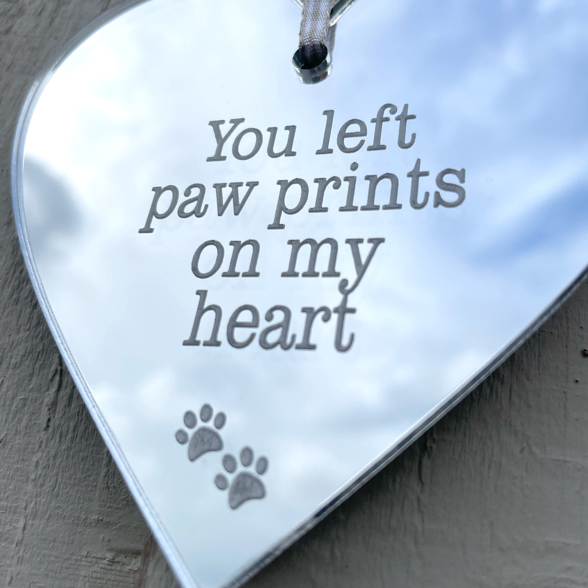 You Left Paw Prints Acrylic Hanging Heart Decoration