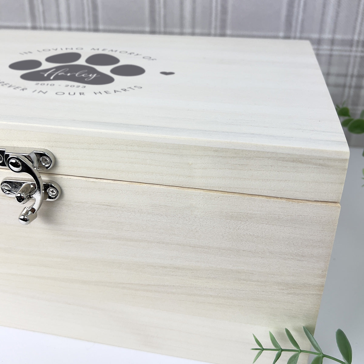Personalised Large Wooden 34cm Pet Name Memorial Memory Box