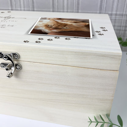 Personalised Paw Prints Large 34cm Luxury Wooden Pet Memorial Photo Memory Box