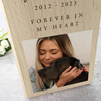 Personalised Wooden Photo Pet Memorial Tea Light Holder - 2 Sizes